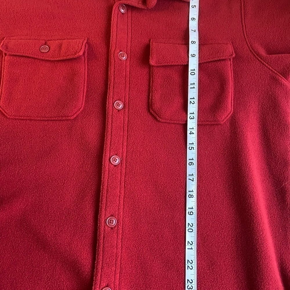 L.L. Bean Freeport Maine Chamois Button Up Shirt Sz Medium Red Polyester Camp - Picture 8 of 9